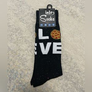 Brand New Unisex One Size Into Socks Spotted LVE Socks In Black With Pizza Print
